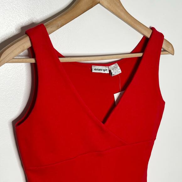 Vintage 90s Y2K Energie Babydoll Tank Top Womens Large Red Cotton Deadstock - Picture 3 of 8